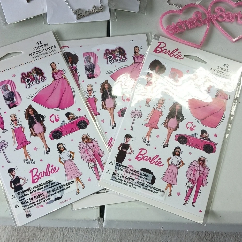 Barbie Stainless Steel Necklace And‎ Earring Lot. / Stickers